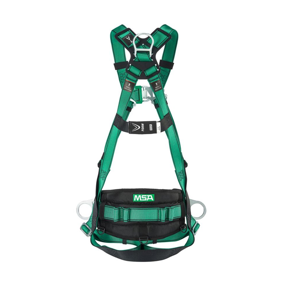 10205337 V-FORM HARNESS MD GREEN COLOR STEEL HARDWARE BACK & CHEST D-RING, QUICK-FIT BUCKLE, EN VERSION